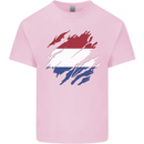 Torn Netherlands Flag Holland Dutch Day Football Kids T-Shirt Childrens Light Pink