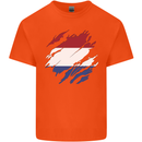 Torn Netherlands Flag Holland Dutch Day Football Kids T-Shirt Childrens Orange
