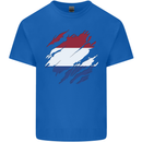 Torn Netherlands Flag Holland Dutch Day Football Kids T-Shirt Childrens Royal Blue
