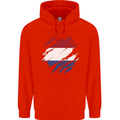 Torn Netherlands Flag Holland Dutch Day Football Mens 80% Cotton Hoodie Bright Red