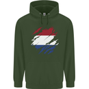 Torn Netherlands Flag Holland Dutch Day Football Mens 80% Cotton Hoodie Forest Green