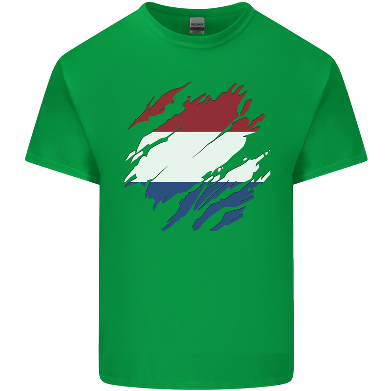 Torn Netherlands Flag Holland Dutch Day Football Mens Cotton T-Shirt Tee Top Irish Green