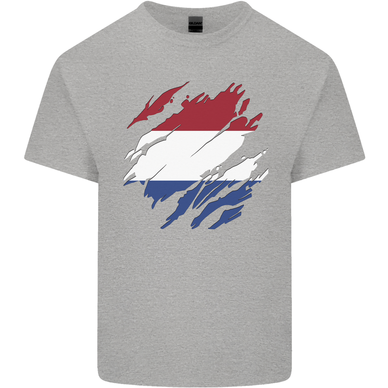 Torn Netherlands Flag Holland Dutch Day Football Mens Cotton T-Shirt Tee Top Sports Grey