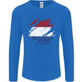 Torn Netherlands Flag Holland Dutch Day Football Mens Long Sleeve T-Shirt Royal Blue