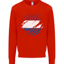 Torn Netherlands Flag Holland Dutch Day Football Mens Sweatshirt Jumper Bright Red