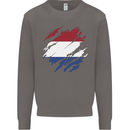 Torn Netherlands Flag Holland Dutch Day Football Mens Sweatshirt Jumper Charcoal