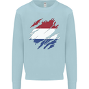 Torn Netherlands Flag Holland Dutch Day Football Mens Sweatshirt Jumper Light Blue