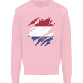 Torn Netherlands Flag Holland Dutch Day Football Mens Sweatshirt Jumper Light Pink