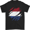 Torn Netherlands Flag Holland Dutch Day Football Mens T-Shirt 100% Cotton Black