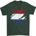Torn Netherlands Flag Holland Dutch Day Football Mens T-Shirt 100% Cotton Forest Green