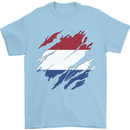 Torn Netherlands Flag Holland Dutch Day Football Mens T-Shirt 100% Cotton Light Blue