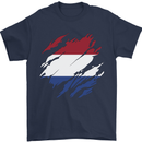 Torn Netherlands Flag Holland Dutch Day Football Mens T-Shirt 100% Cotton Navy Blue