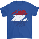 Torn Netherlands Flag Holland Dutch Day Football Mens T-Shirt 100% Cotton Royal Blue