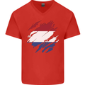 Torn Netherlands Flag Holland Dutch Day Football Mens V-Neck Cotton T-Shirt Red