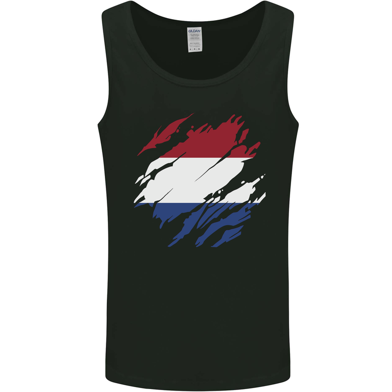 Torn Netherlands Flag Holland Dutch Day Football Mens Vest Tank Top Black