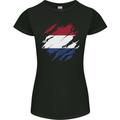 Torn Netherlands Flag Holland Dutch Day Football Womens Petite Cut T-Shirt Black