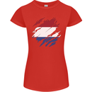 Torn Netherlands Flag Holland Dutch Day Football Womens Petite Cut T-Shirt Red
