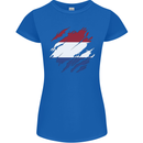 Torn Netherlands Flag Holland Dutch Day Football Womens Petite Cut T-Shirt Royal Blue