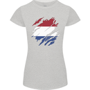 Torn Netherlands Flag Holland Dutch Day Football Womens Petite Cut T-Shirt Sports Grey