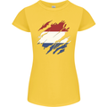 Torn Netherlands Flag Holland Dutch Day Football Womens Petite Cut T-Shirt Yellow