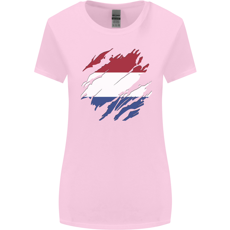 Torn Netherlands Flag Holland Dutch Day Football Womens Wider Cut T-Shirt Light Pink