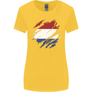 Torn Netherlands Flag Holland Dutch Day Football Womens Wider Cut T-Shirt Yellow