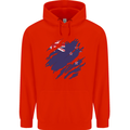 Torn New Zealand Flag Zealander Kiwi Day Childrens Kids Hoodie Bright Red