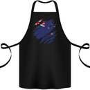 Torn New Zealand Flag Zealander Kiwi Day Cotton Apron 100% Organic Black
