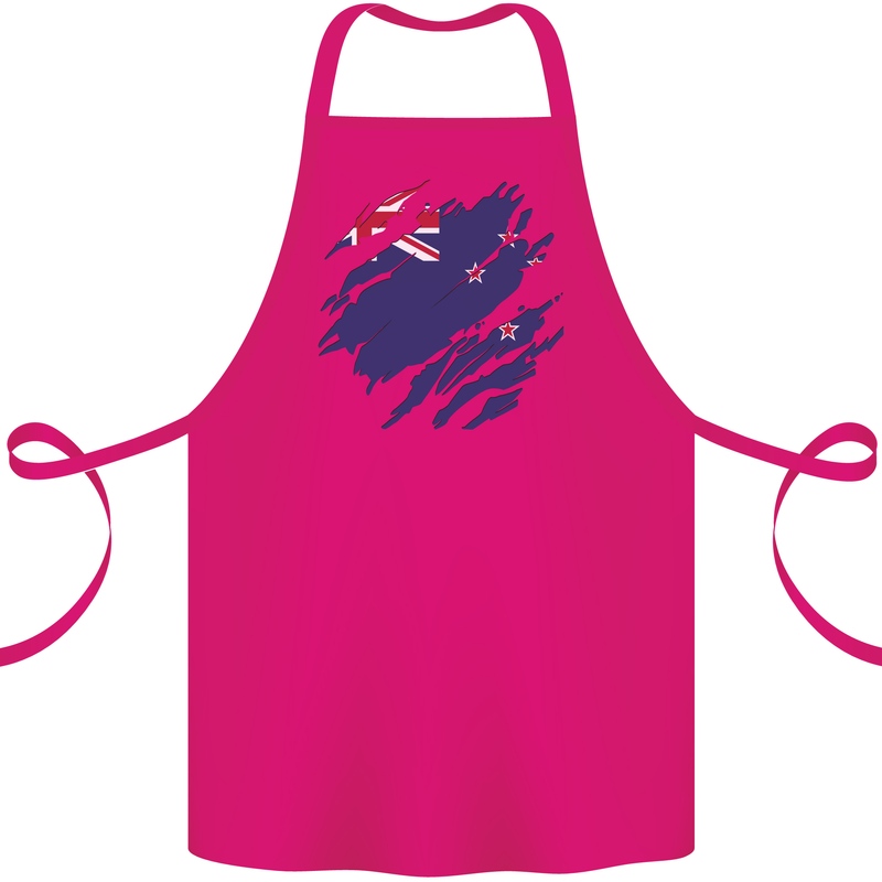 Torn New Zealand Flag Zealander Kiwi Day Cotton Apron 100% Organic Pink
