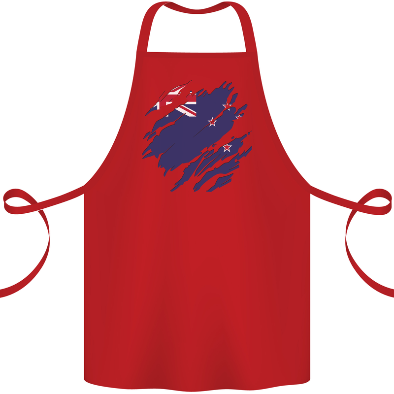 Torn New Zealand Flag Zealander Kiwi Day Cotton Apron 100% Organic Red
