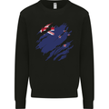 Torn New Zealand Flag Zealander Kiwi Day Kids Sweatshirt Jumper Black