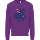 Torn New Zealand Flag Zealander Kiwi Day Kids Sweatshirt Jumper Purple
