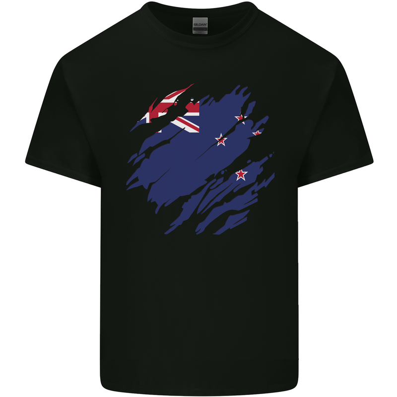Torn New Zealand Flag Zealander Kiwi Day Kids T-Shirt Childrens Black