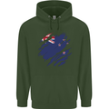 Torn New Zealand Flag Zealander Kiwi Day Mens 80% Cotton Hoodie Forest Green