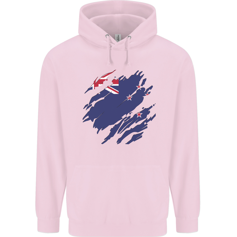 Torn New Zealand Flag Zealander Kiwi Day Mens 80% Cotton Hoodie Light Pink