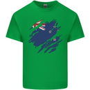 Torn New Zealand Flag Zealander Kiwi Day Mens Cotton T-Shirt Tee Top Irish Green