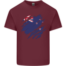 Torn New Zealand Flag Zealander Kiwi Day Mens Cotton T-Shirt Tee Top Maroon