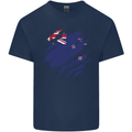 Torn New Zealand Flag Zealander Kiwi Day Mens Cotton T-Shirt Tee Top Navy Blue