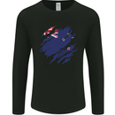 Torn New Zealand Flag Zealander Kiwi Day Mens Long Sleeve T-Shirt Black