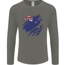 Torn New Zealand Flag Zealander Kiwi Day Mens Long Sleeve T-Shirt Charcoal