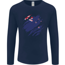 Torn New Zealand Flag Zealander Kiwi Day Mens Long Sleeve T-Shirt Navy Blue