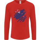 Torn New Zealand Flag Zealander Kiwi Day Mens Long Sleeve T-Shirt Red