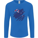 Torn New Zealand Flag Zealander Kiwi Day Mens Long Sleeve T-Shirt Royal Blue