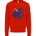 Torn New Zealand Flag Zealander Kiwi Day Mens Sweatshirt Jumper Bright Red