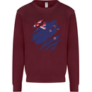 Torn New Zealand Flag Zealander Kiwi Day Mens Sweatshirt Jumper Maroon
