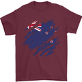 Torn New Zealand Flag Zealander Kiwi Day Mens T-Shirt 100% Cotton Maroon