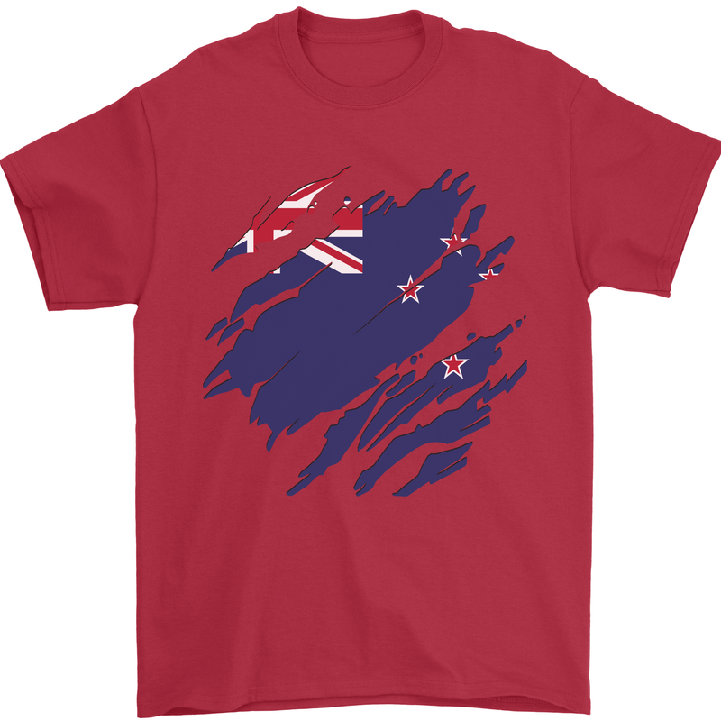 Torn New Zealand Flag Zealander Kiwi Day Mens T-Shirt 100% Cotton Red