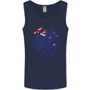 Torn New Zealand Flag Zealander Kiwi Day Mens Vest Tank Top Navy Blue