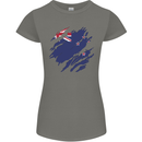 Torn New Zealand Flag Zealander Kiwi Day Womens Petite Cut T-Shirt Charcoal