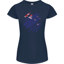 Torn New Zealand Flag Zealander Kiwi Day Womens Petite Cut T-Shirt Navy Blue